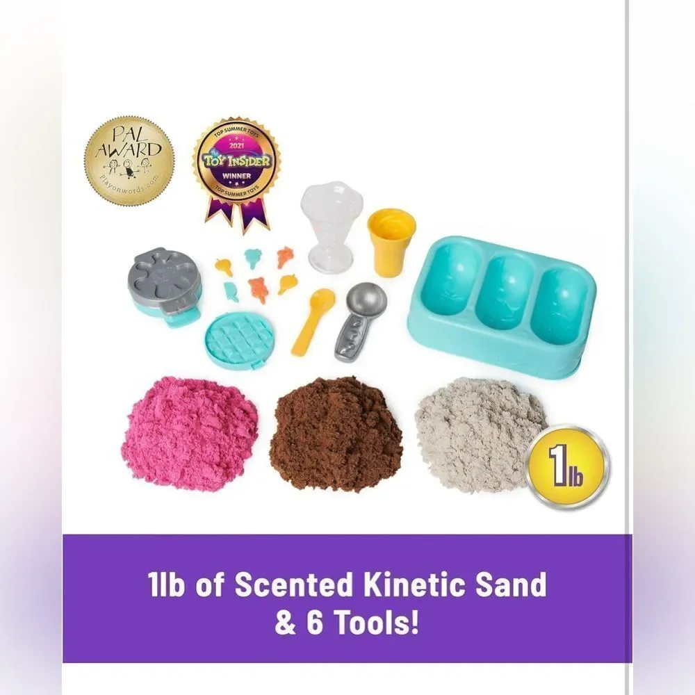Kinetic Sand Scents Ice Cream Treats Playset Scented Sand and 6 Serving tools